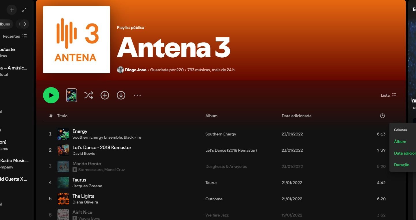 Antena 3 atualiza playlist oficial no Spotify